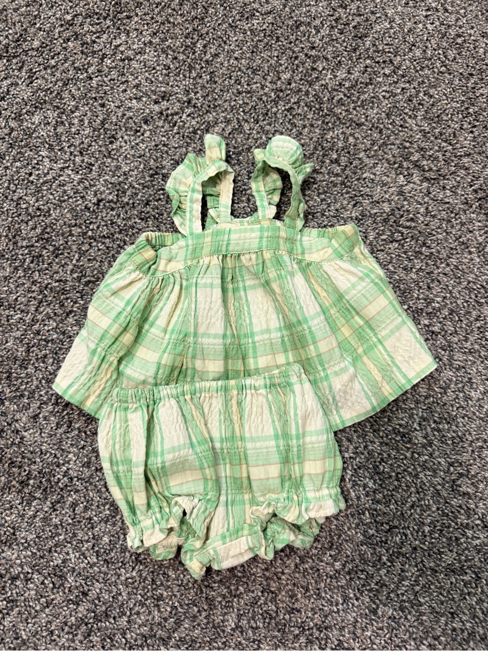 Old Navy Green Plaid Baby Two-Piece Set
